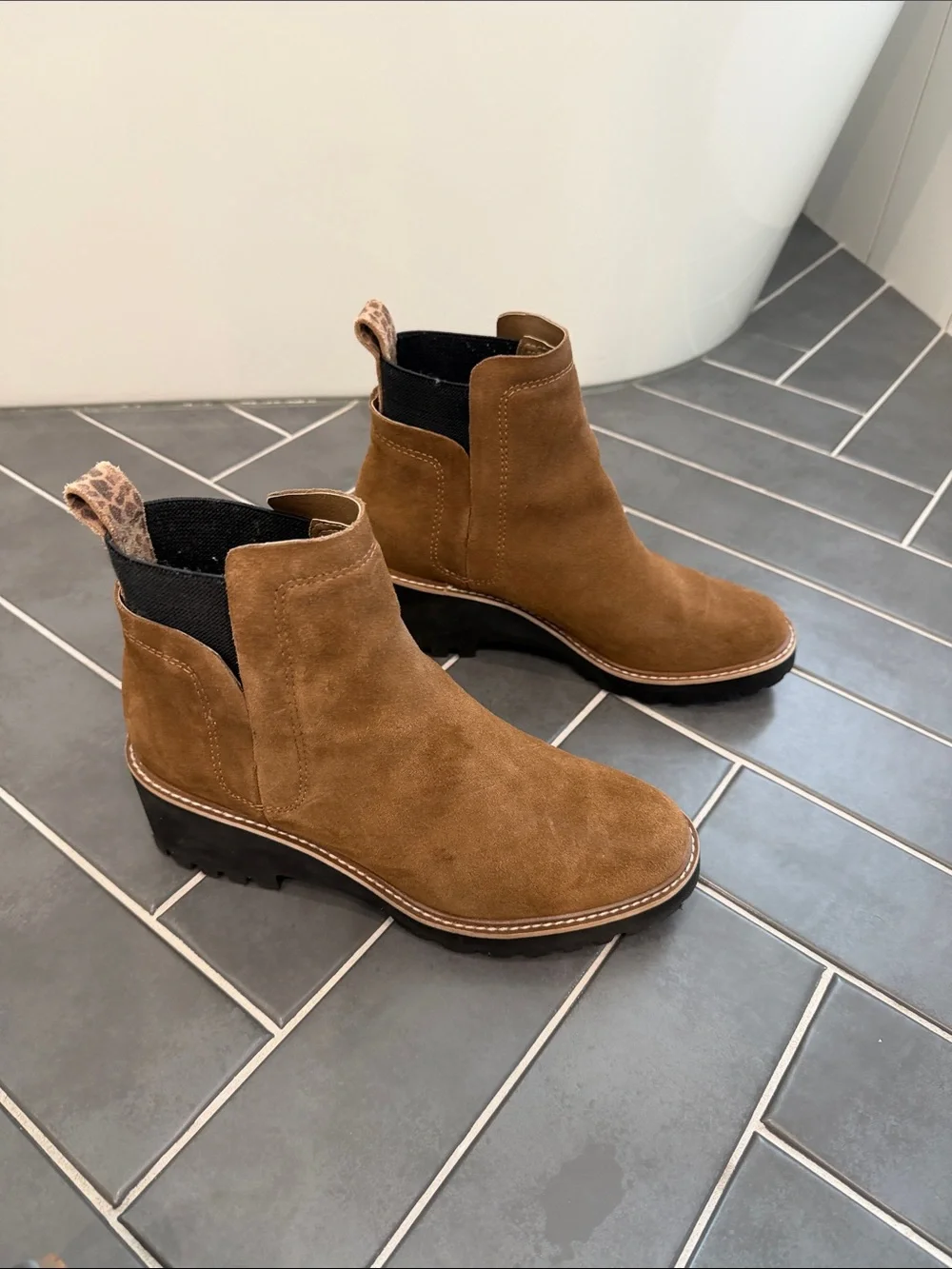 Dolce Vita Women's Suede Chelsea Wedge Booties in Brown